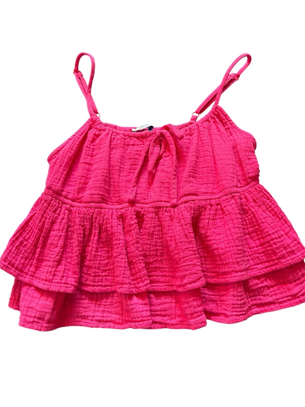 Arizona Jean Company Bright Pink Tiered Ruffle Tank Top